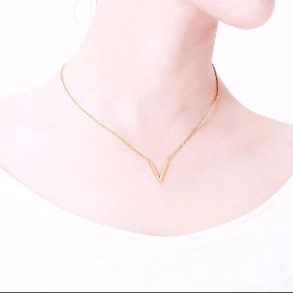 Stainless Steel Necklace V Pendant Necklace - Picture 3 of 5